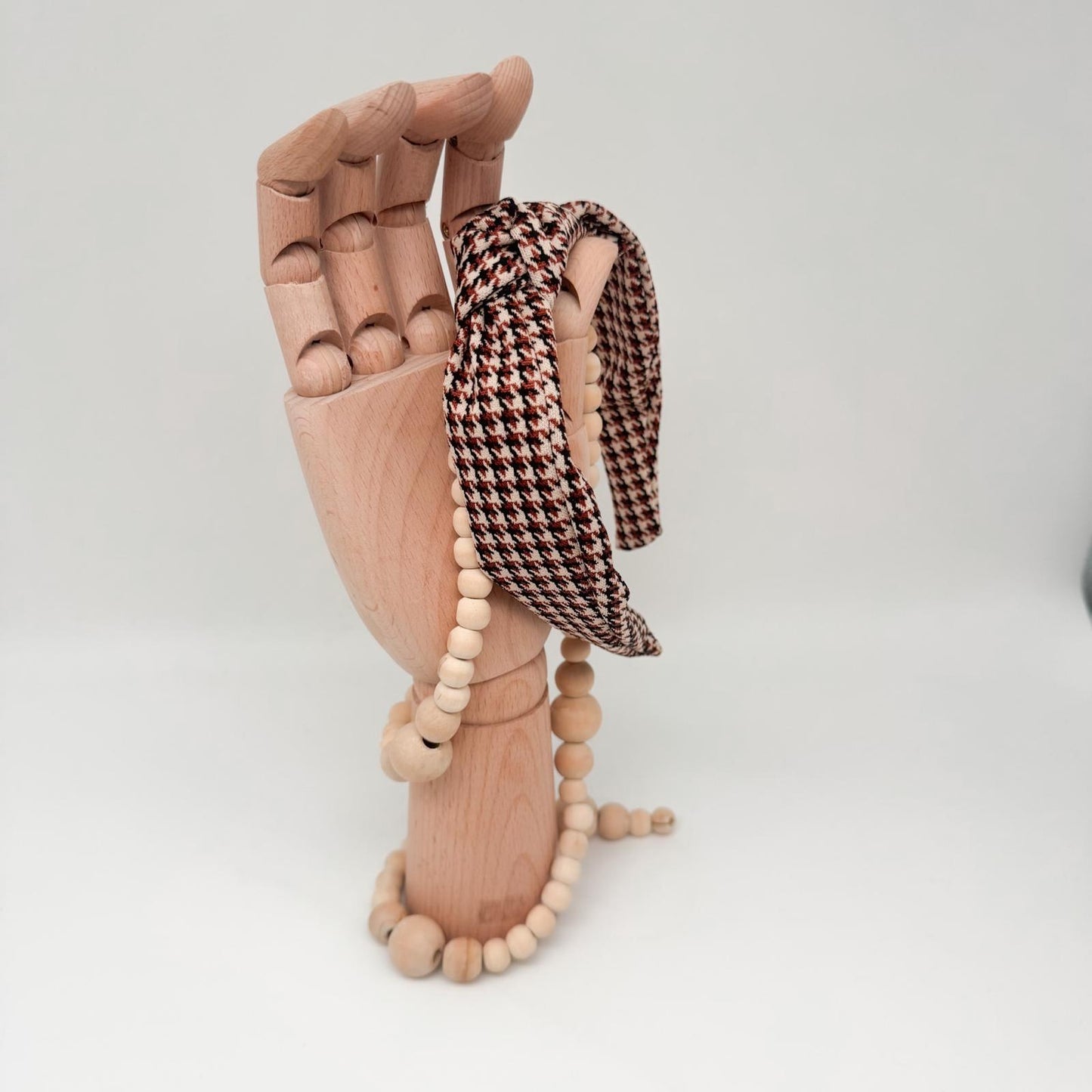 JAMES • Knoten-Haarreif • Hahnentritt beige