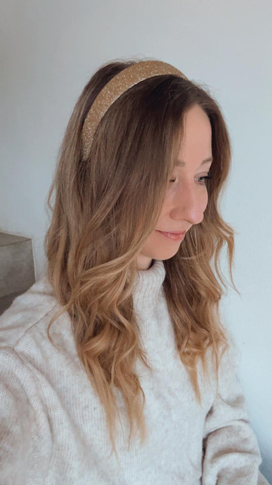 KARL • breiter Haarreif • Glitzer • gold