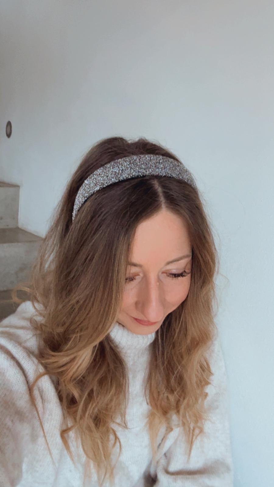 KARL • breiter Haarreif • Glitzer • silber