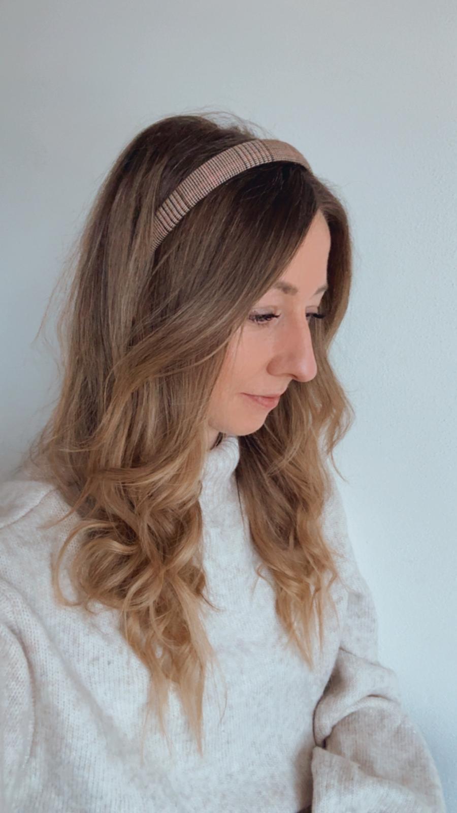 WILLI • schmaler Haarreif • Karo beige/rosa