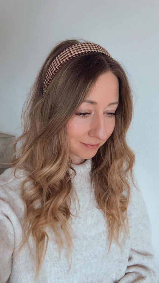 LUDWIG • breiter Haarreif • Hahnentritt beige