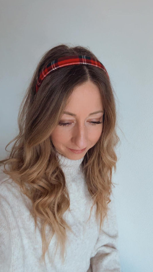 WILLI • schmaler Haarreif • Karo rot