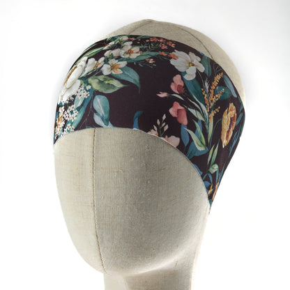 Sportstirnband • Blumen schwarz