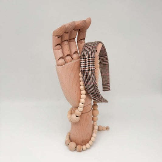 LUDWIG • breiter Haarreif • Karo beige/rosa