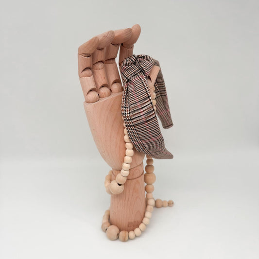 JAMES • Knoten-Haarreif • Karo beige/rosa