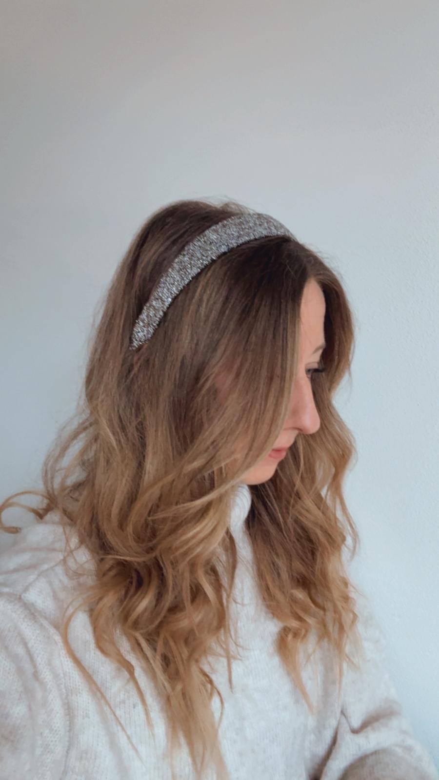 KARL • breiter Haarreif • Glitzer • silber
